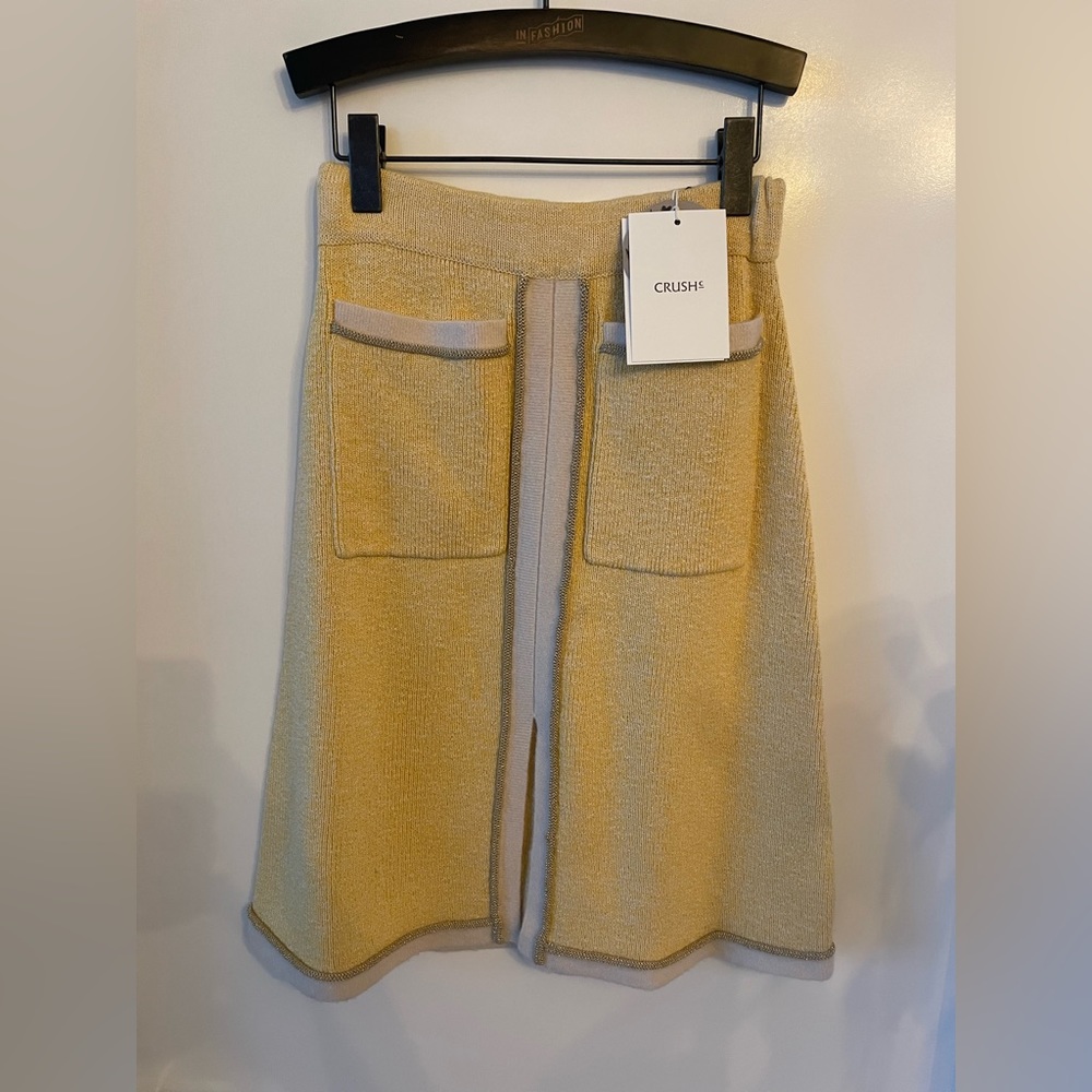 Metal-Trimmed Melange Skirt